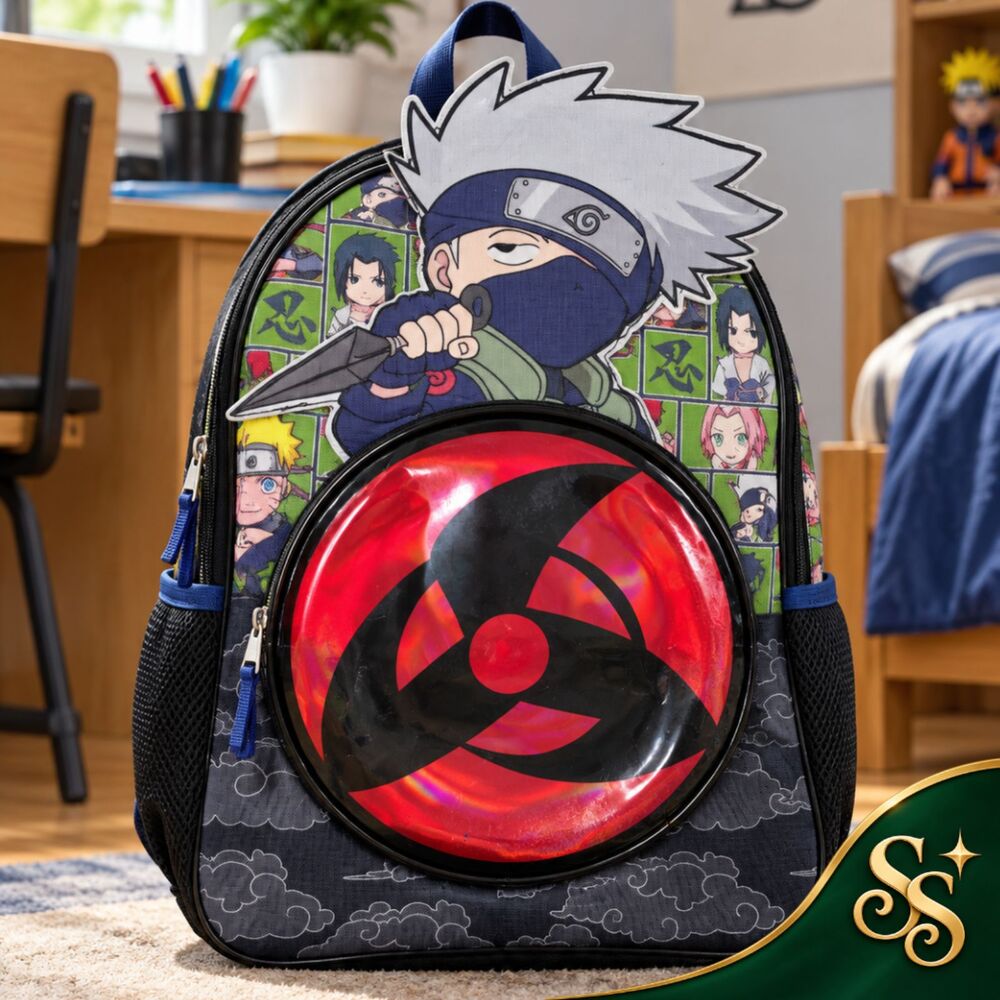Backpack Naruto Shippuden BioWorld Kakashi Sharingan 3D Anime Black Blue
